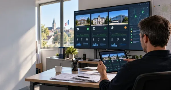 Supervision de plusieurs bâtiments d’une collectivité depuis une interface commune (montage IMMOTIK)