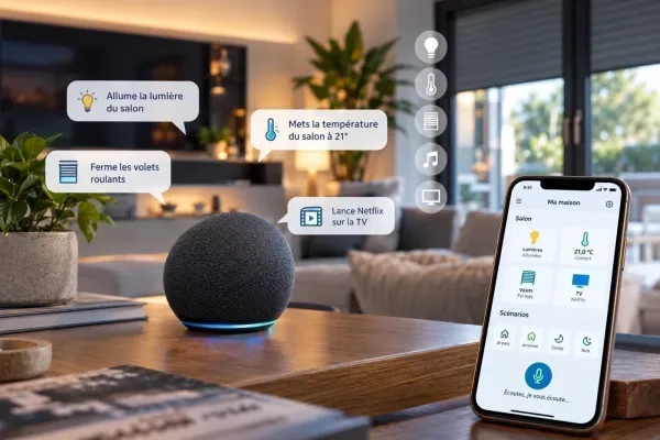 Commandes vocales et scénarios de la maison connectée sur smartphone