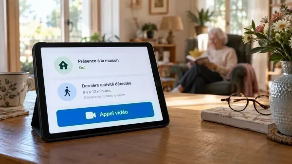 Présence à la maison, dernière activité détectée et appel vidéo sur tablette