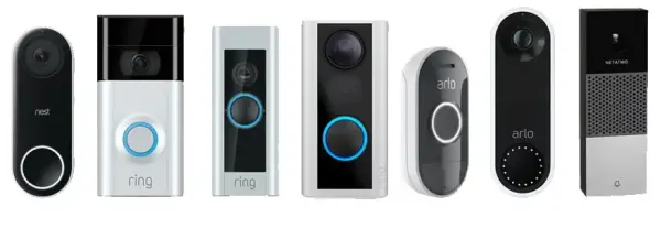 Plusieurs modèles de sonnettes vidéo Wi-Fi alignés