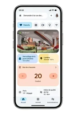 Interface domotique Immotik sous l’application Google Home, en français