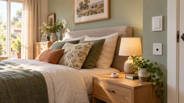 Prise de communication, interrupteur connecté et bouton d’appel dans une chambre