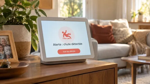 Alerte de chute détectée sur écran connecté Google Nest Hub